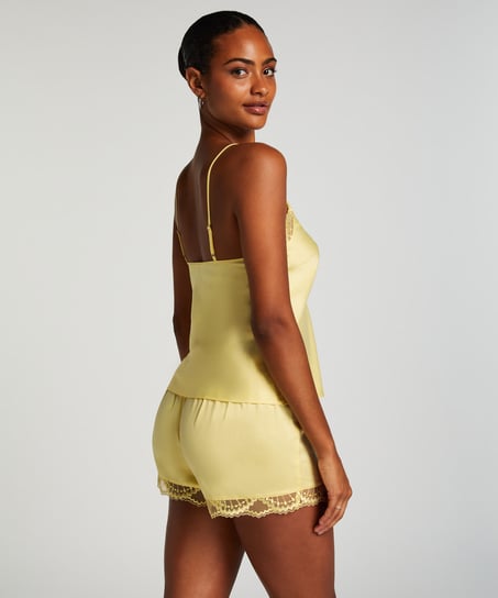Haut de camisole Satin Dentelle, Jaune