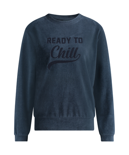 Top velours manches longues, Bleu