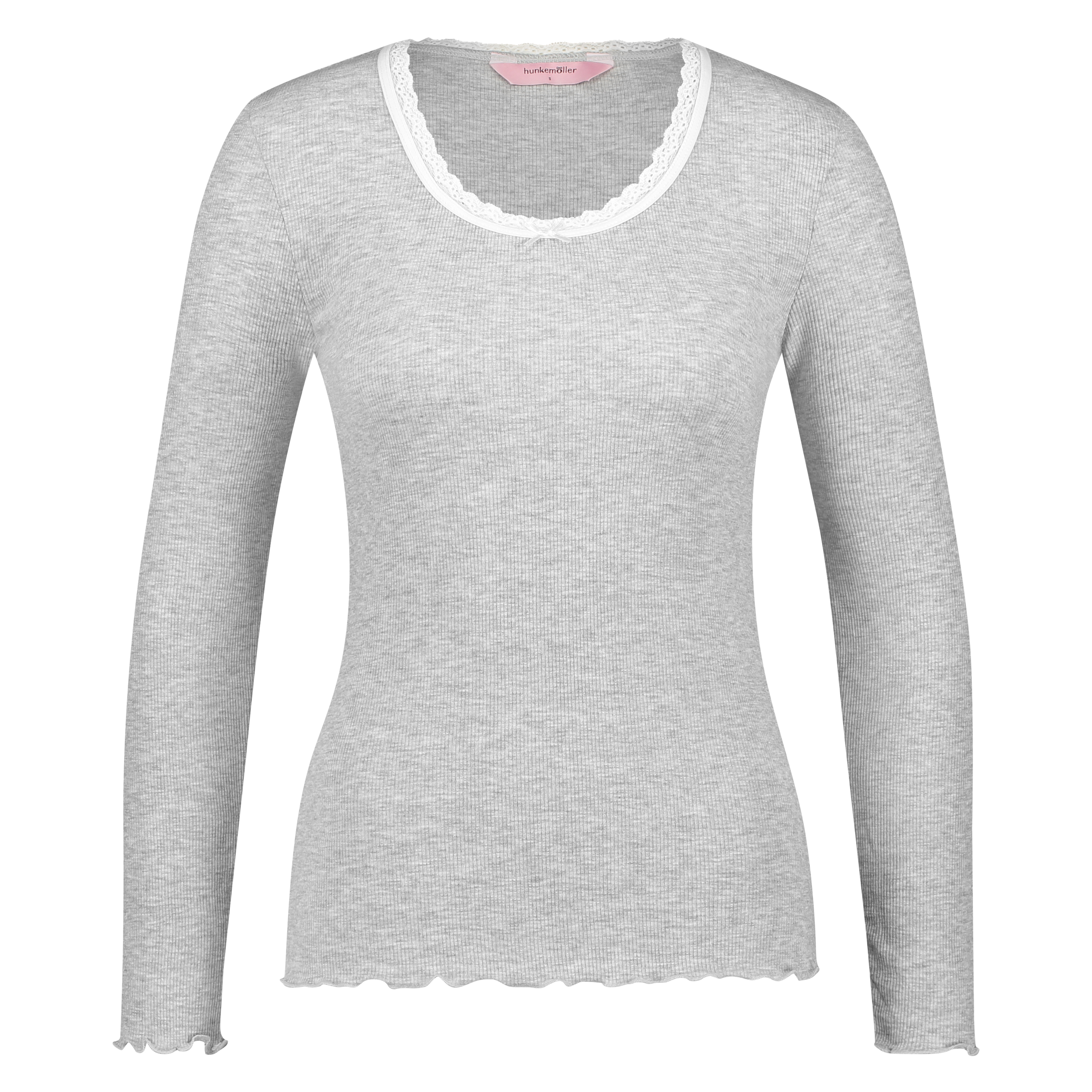 Top LS Rib R-neck, Gris, main