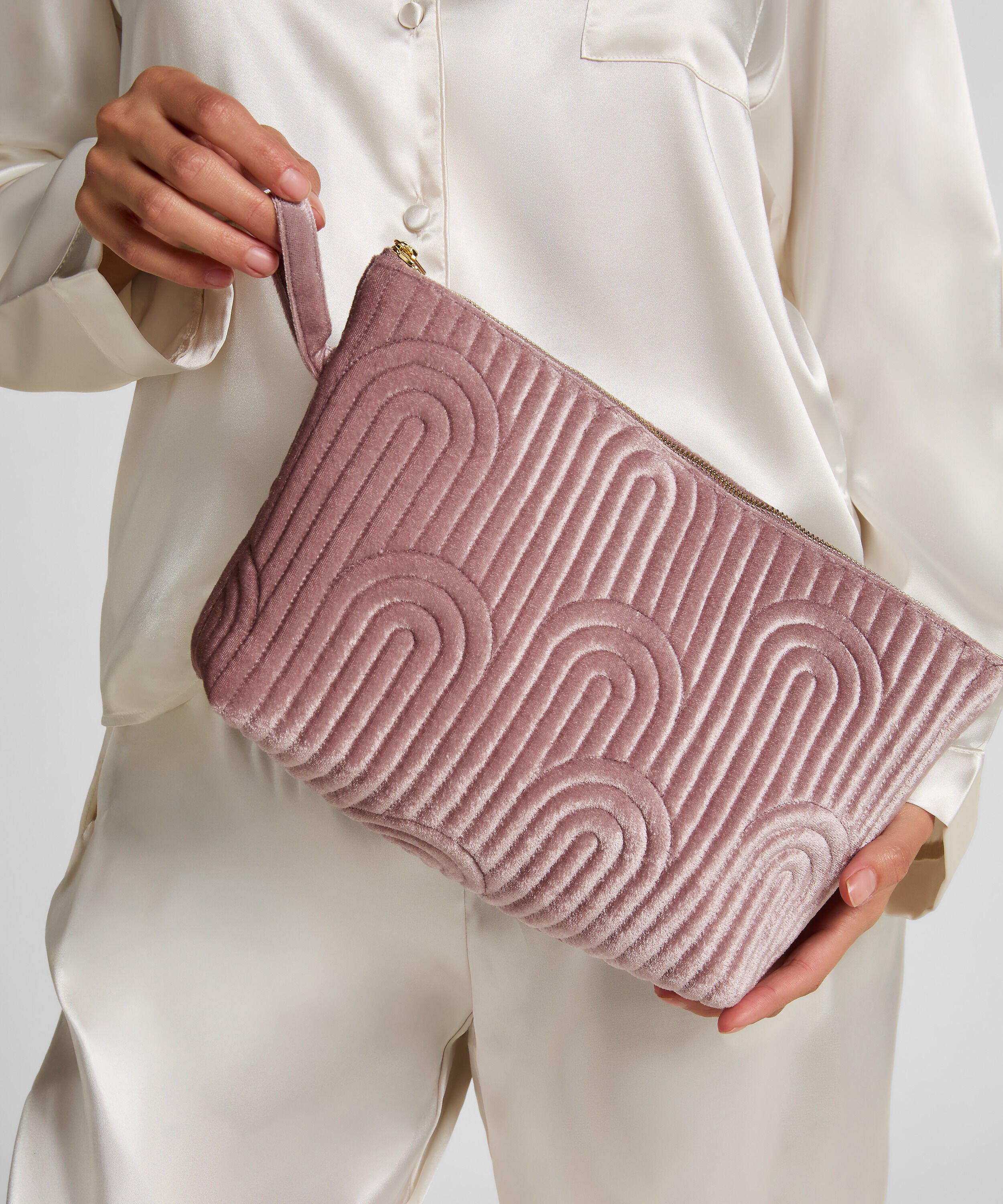 Grande trousse de maquillage en velours, Violet