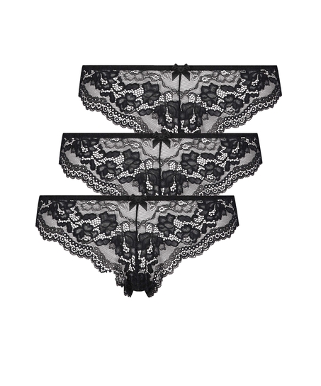 Lot de 3 slips brésiliens Chelsea, Noir