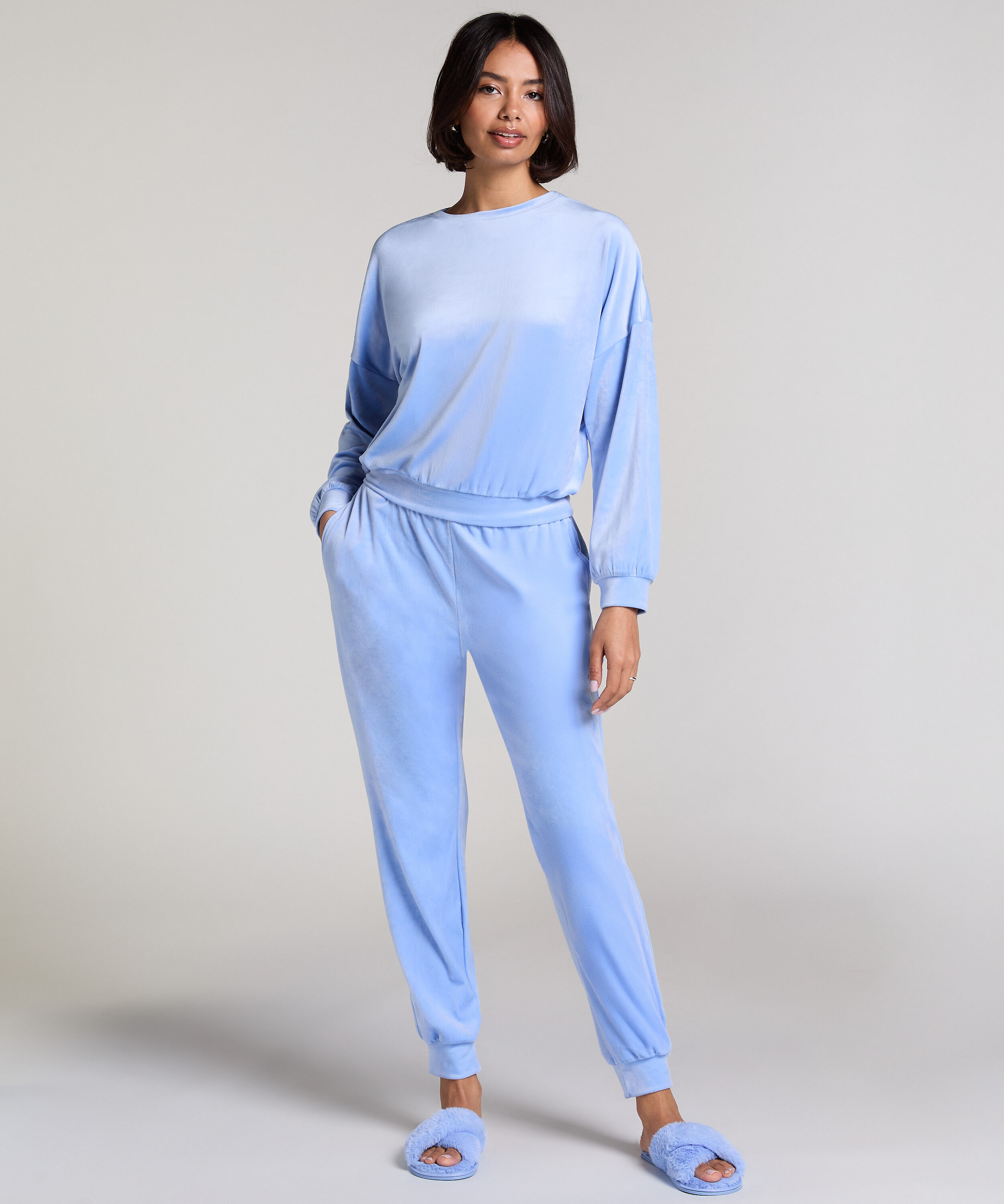 Pantalon de jogging Velours, Bleu