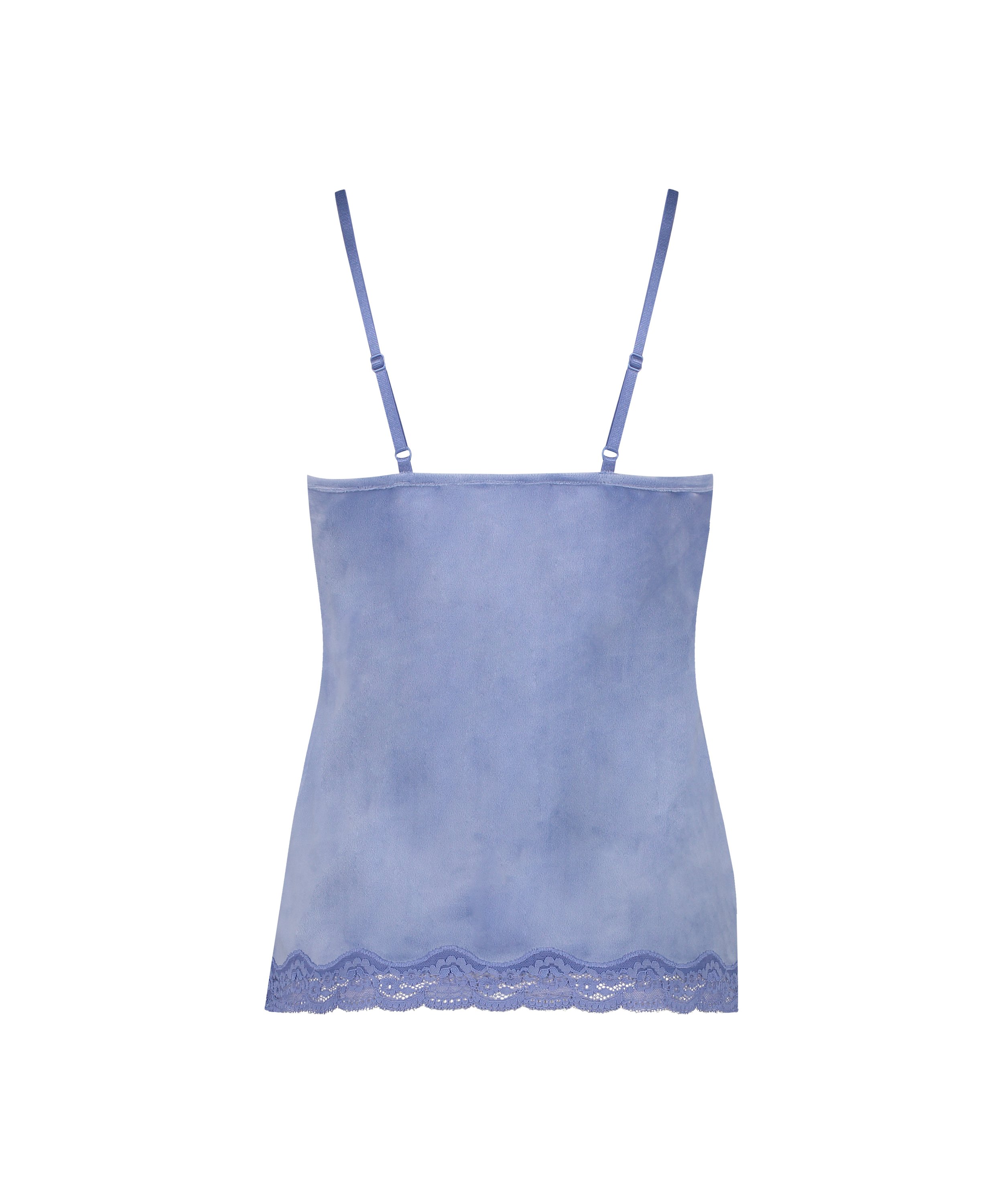 Camisole velours Dentelle, Bleu, main