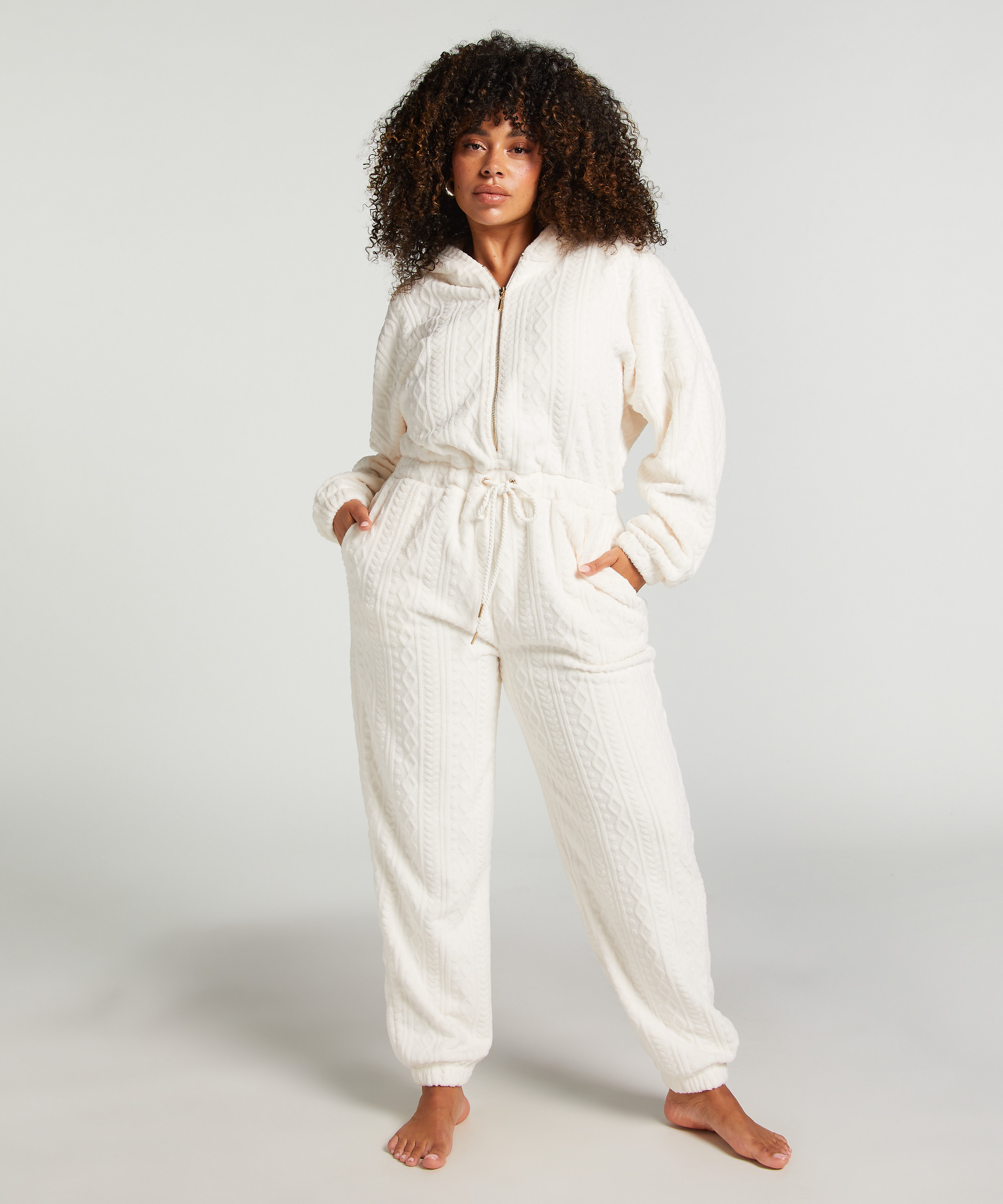 Combinaison Fleece, Blanc, main