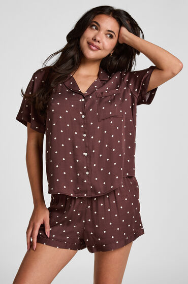 Hunkemöller Short de pyjama Satin Marron