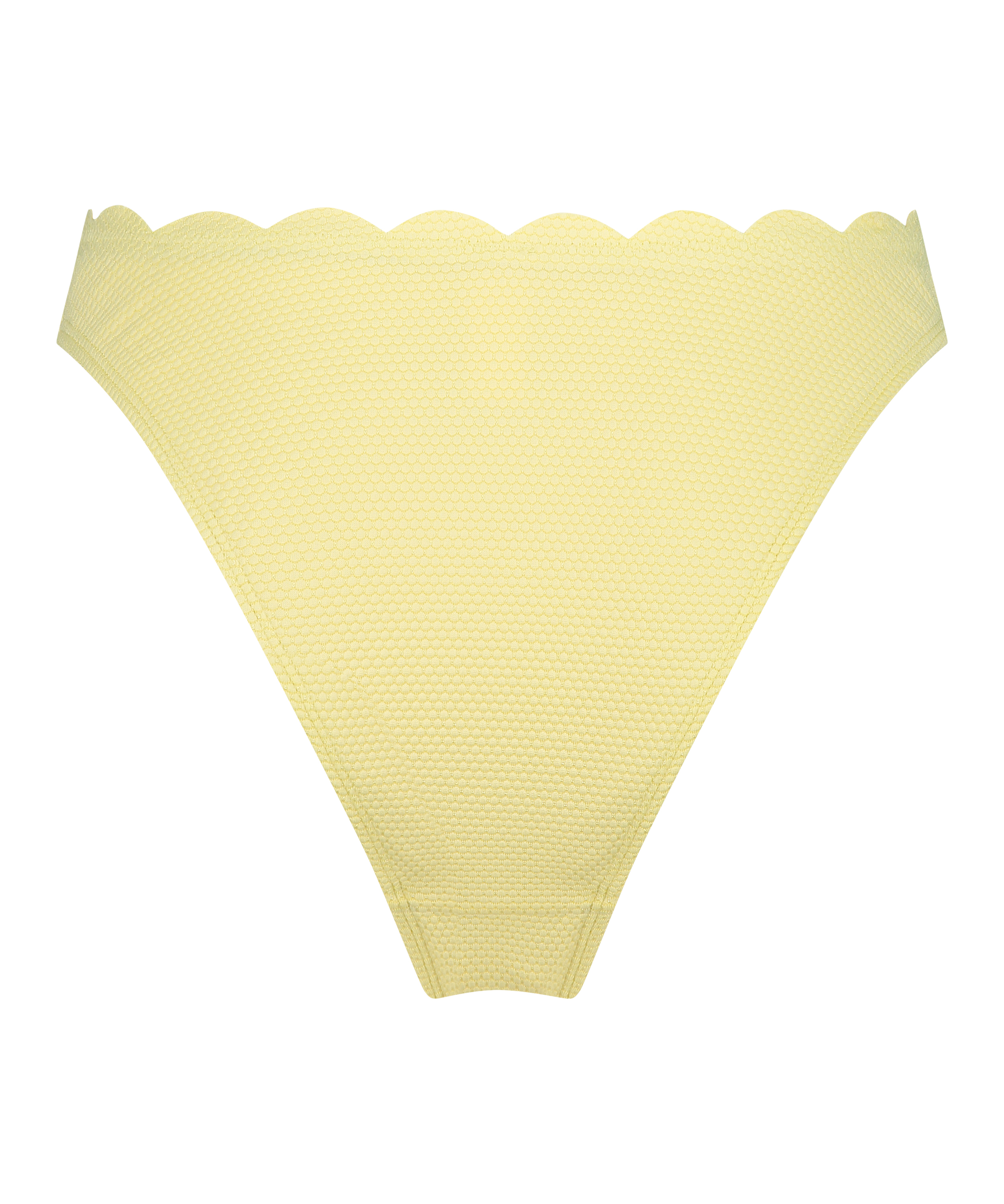 Slip de Bikini Échancrés Scallop, Jaune, main