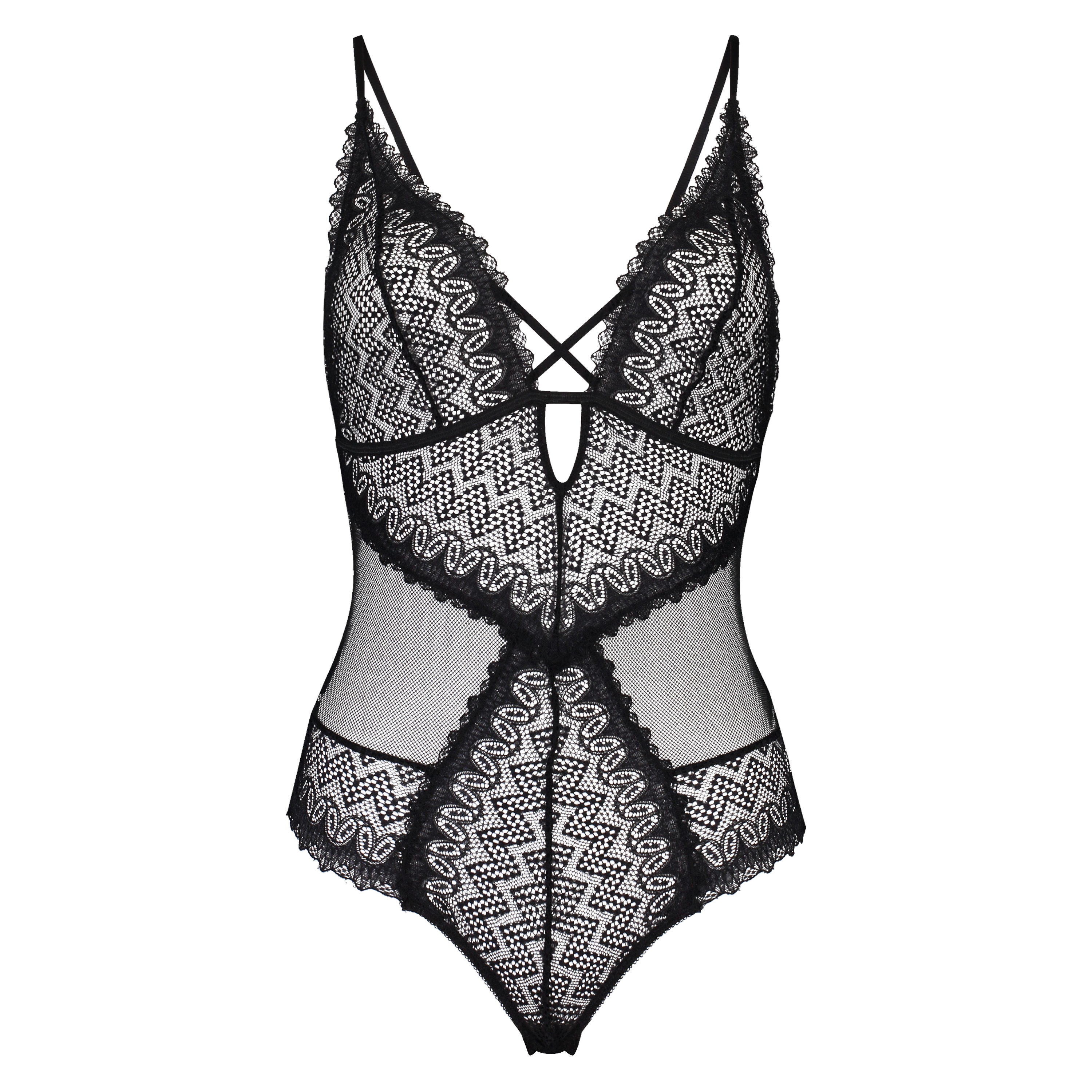 Body Géo Lace, Noir, main