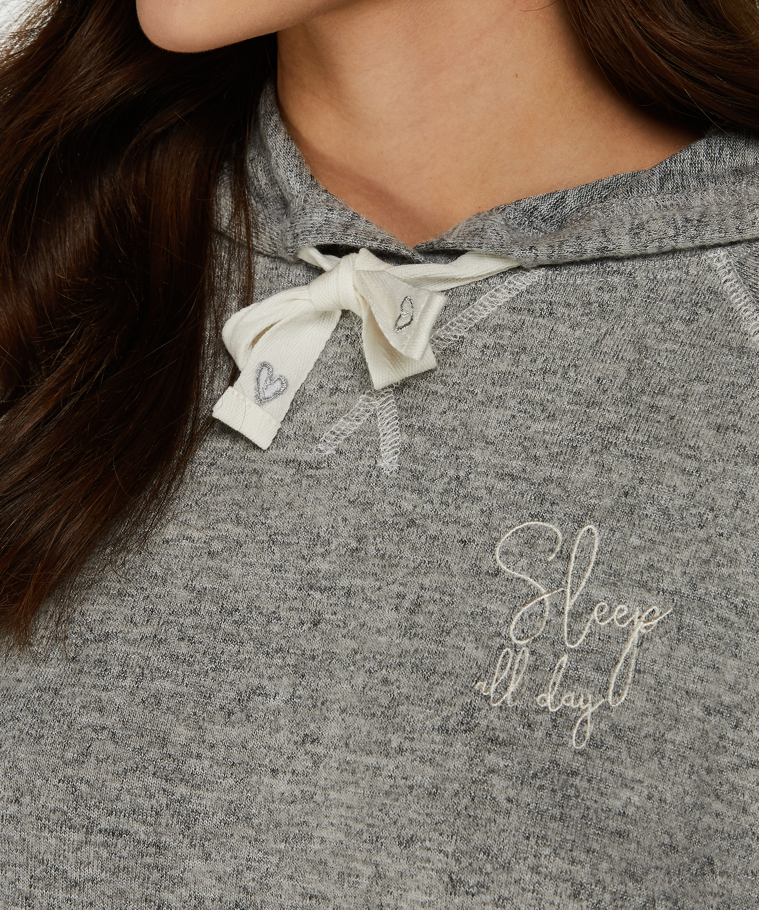 Sweat à capuche manches courtes, Gris, main