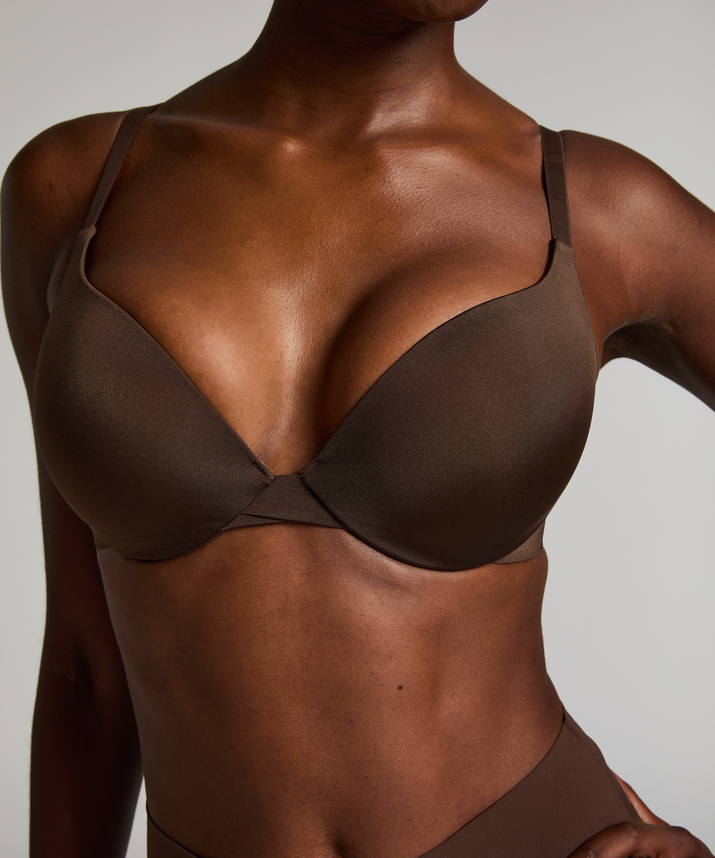 Soutien-gorge &agrave; armatures pr&eacute;form&eacute; push-up Smooth, Marron, main