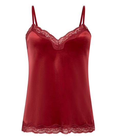 Camisole velours Dentelle, Rouge