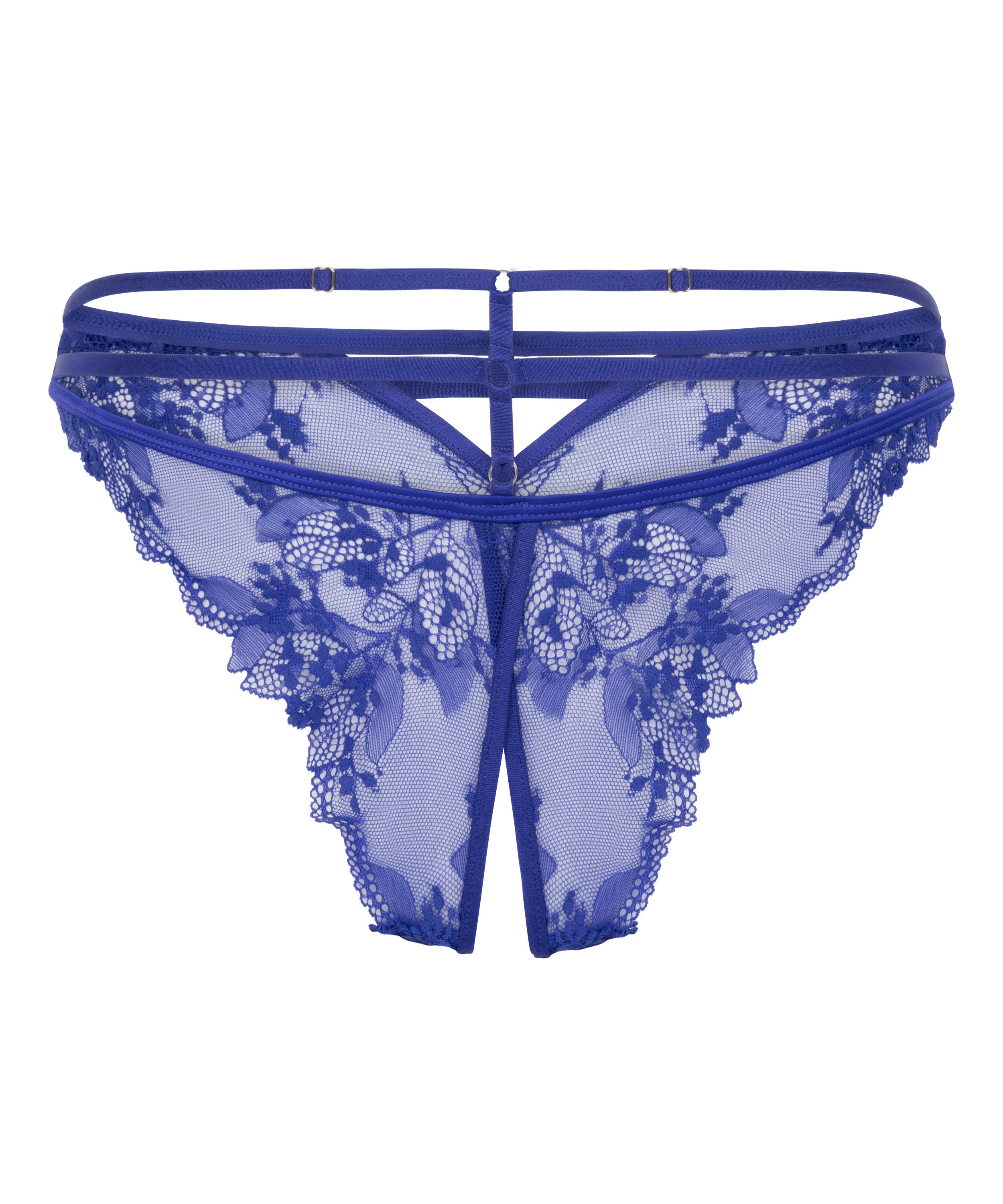 Culotte brésilienne fendue à l'entrejambe Amari, Bleu, main