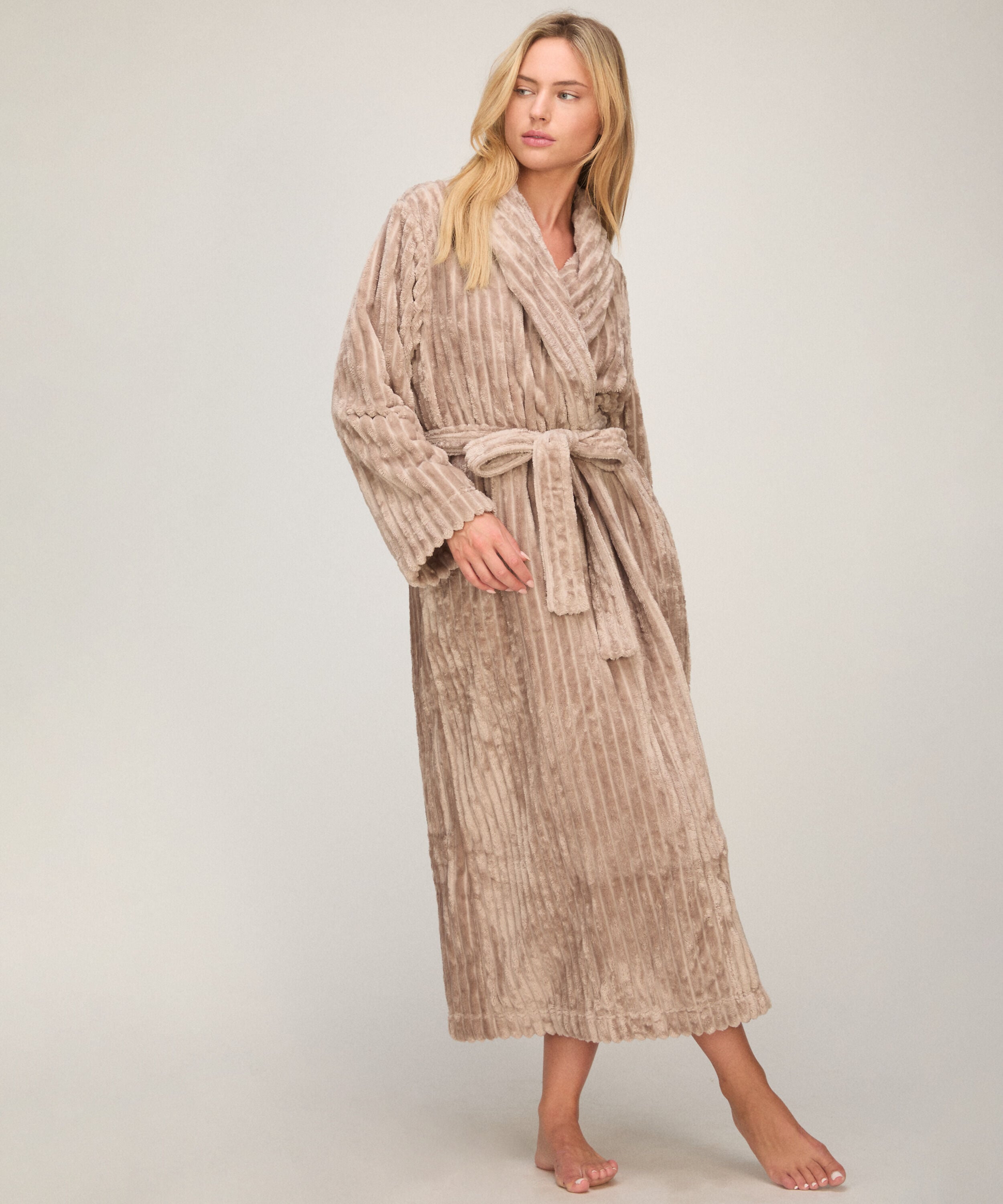 Peignoir Jacqueared Fleece, Beige Peignoir Jacqueared Fleece, Beige