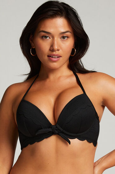 Hunkemöller Haut de bikini a armatures a effet push-up preforme Scallop Taille A - E Noir