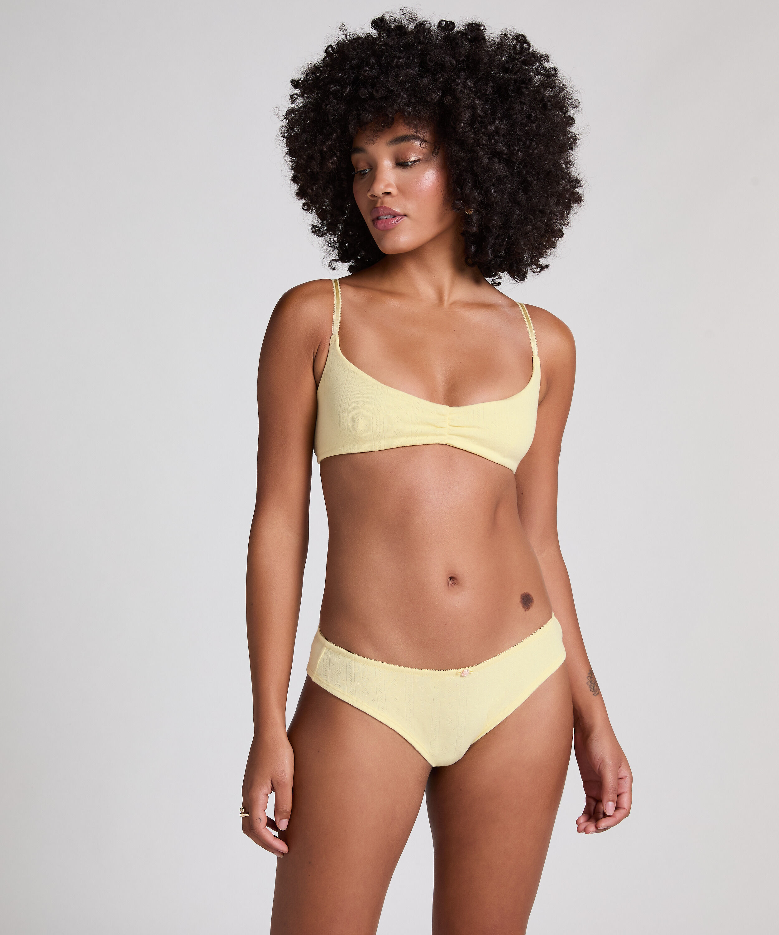 Culotte brésilienne Pointelle, Jaune