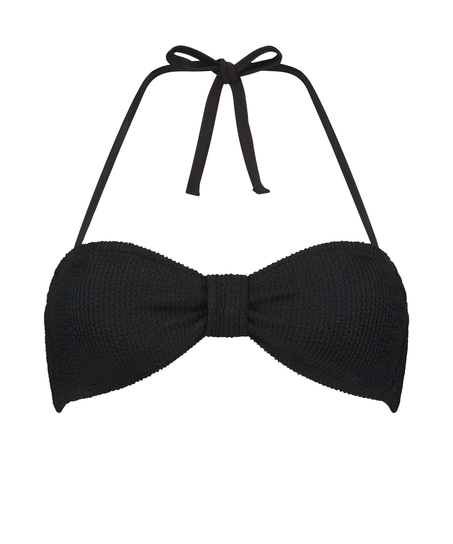 Haut de bikini bandeau Crinkle, Noir