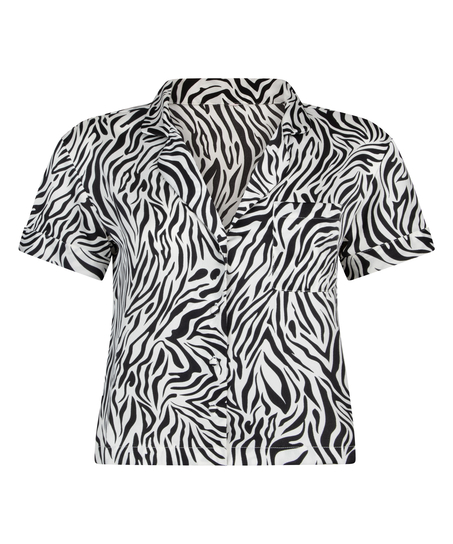 Veste à manches courtes en satin, Blanc