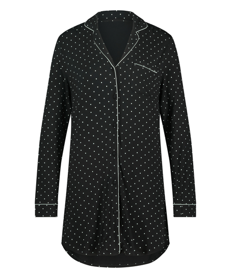 Robe-chemise à manches longues en jersey Essential, Noir