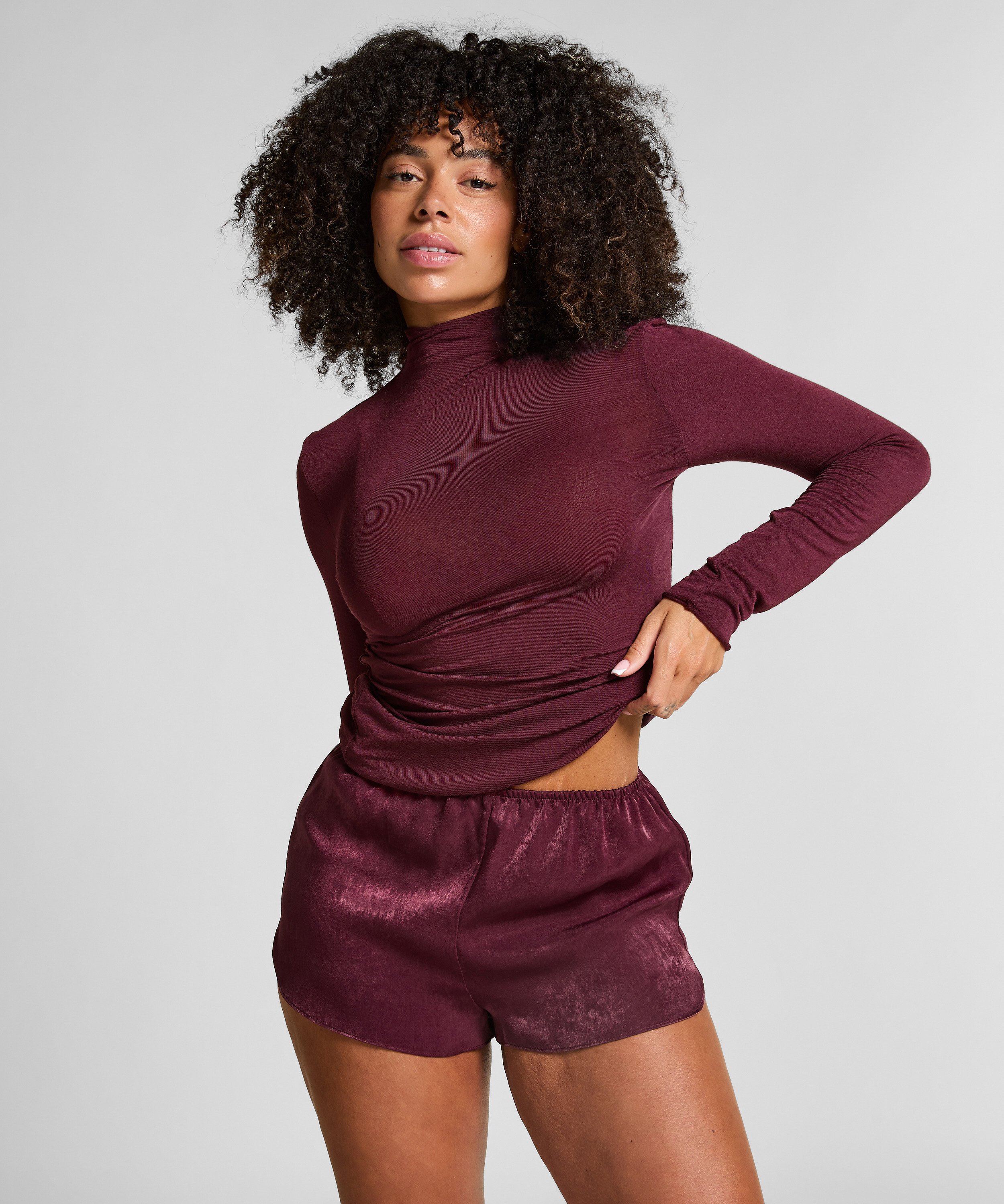 Short en satin Minimal, Violet, main