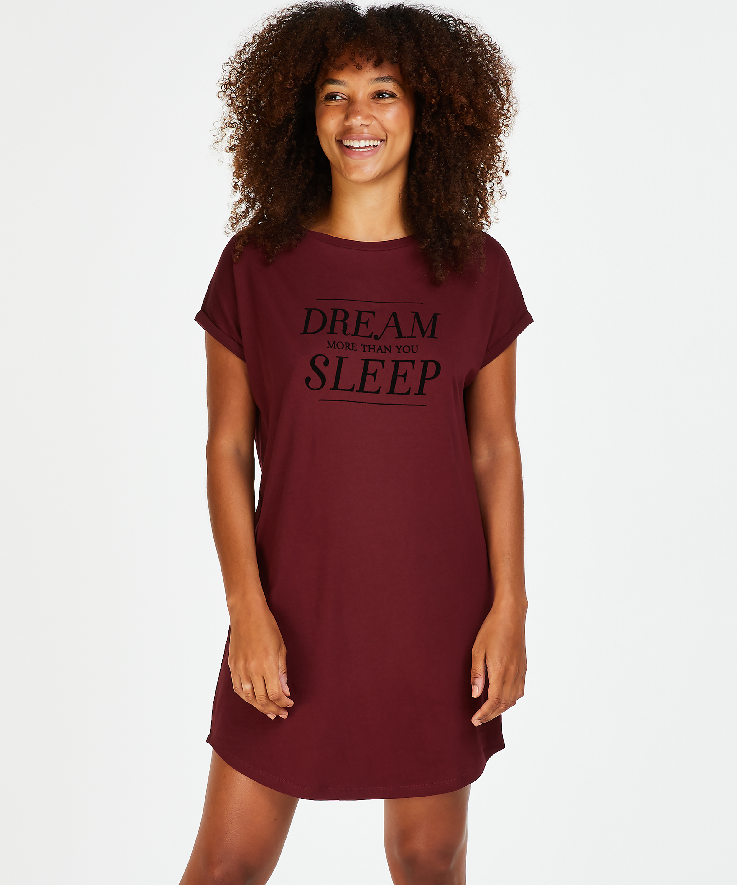 Chemise de nuit à col rond, Rouge, main