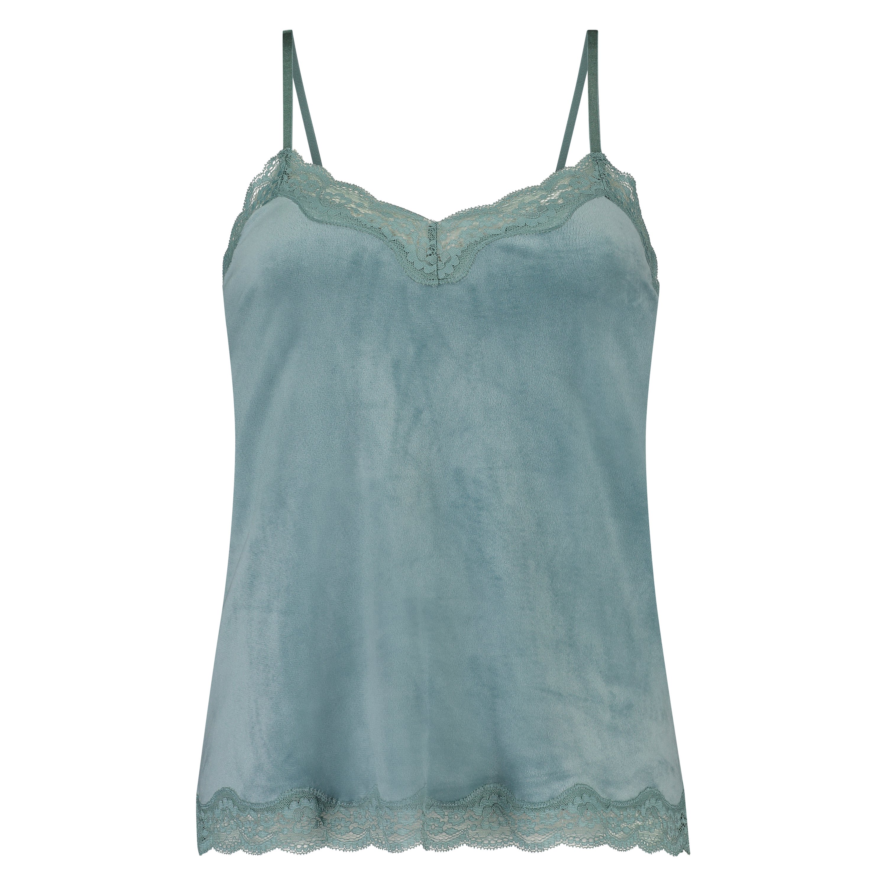 Camisole velours Dentelle, Vert, main