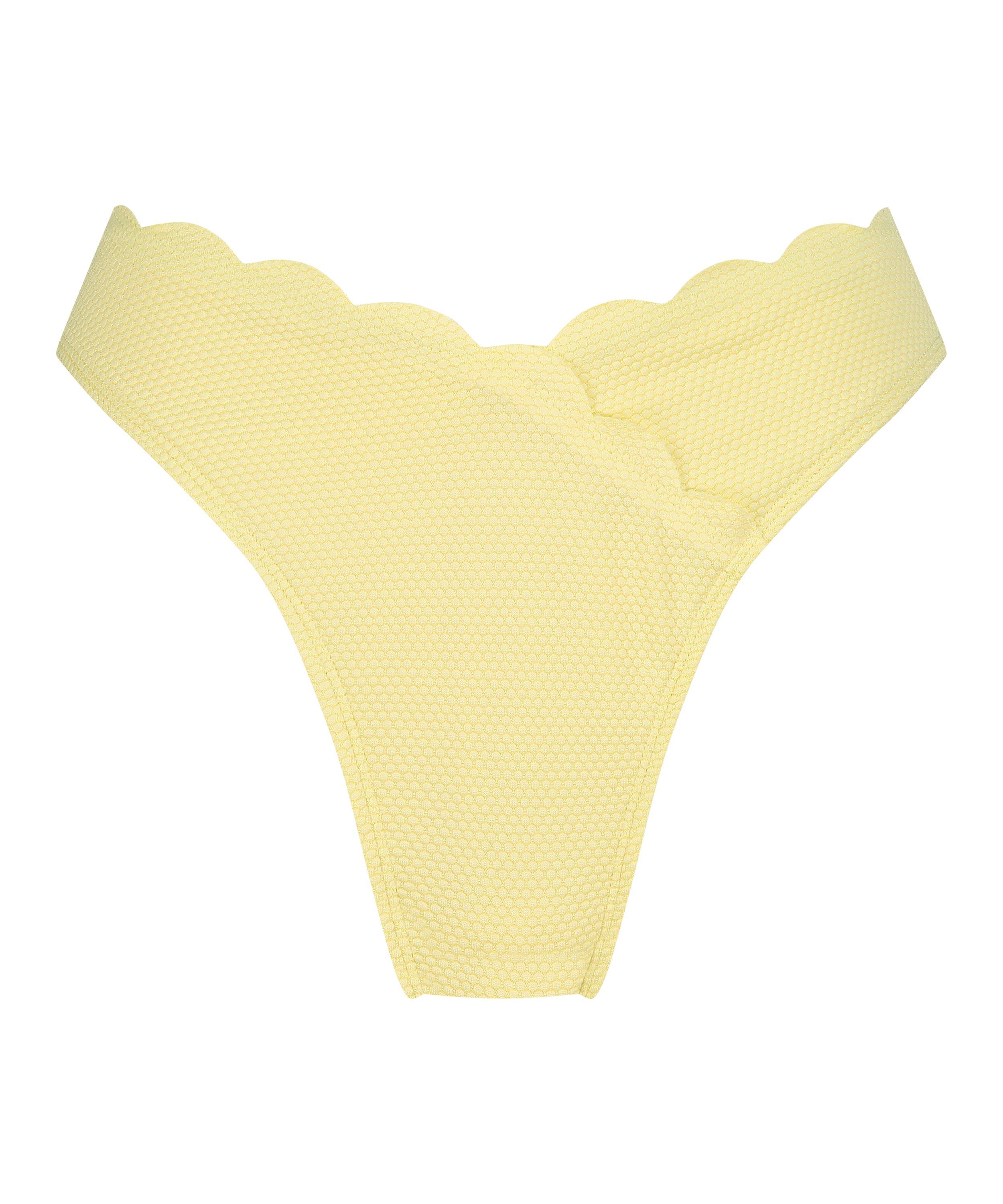Slip de Bikini Échancrés Scallop, Jaune, main