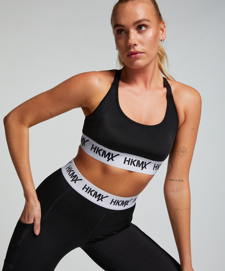 HKMX Soutien-gorge de sport The Crop Logo Level 1, Noir