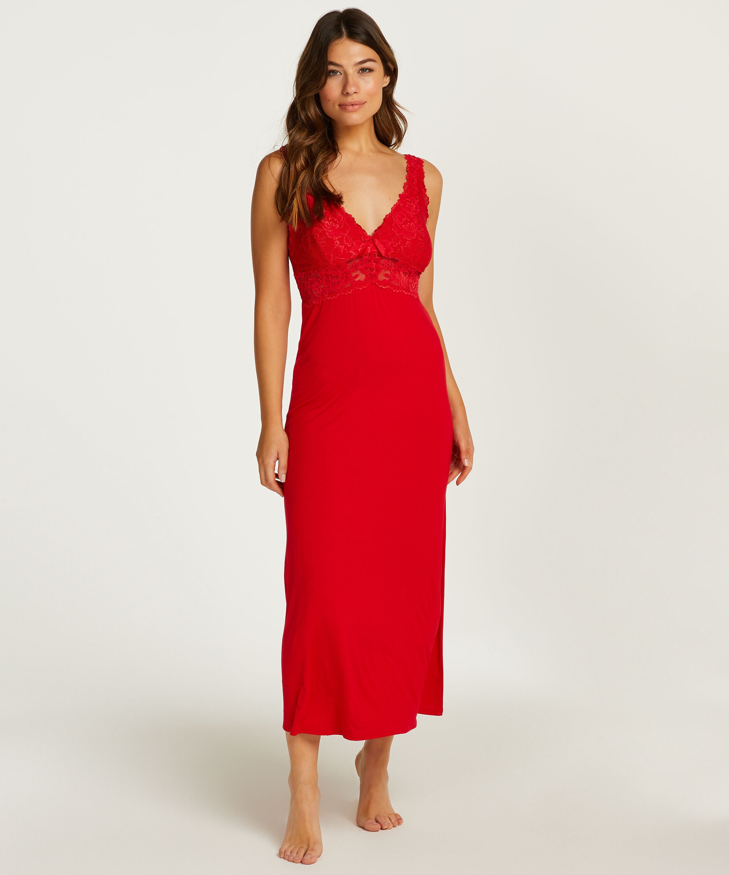 Nuisette Longue Nora Lace, Rouge