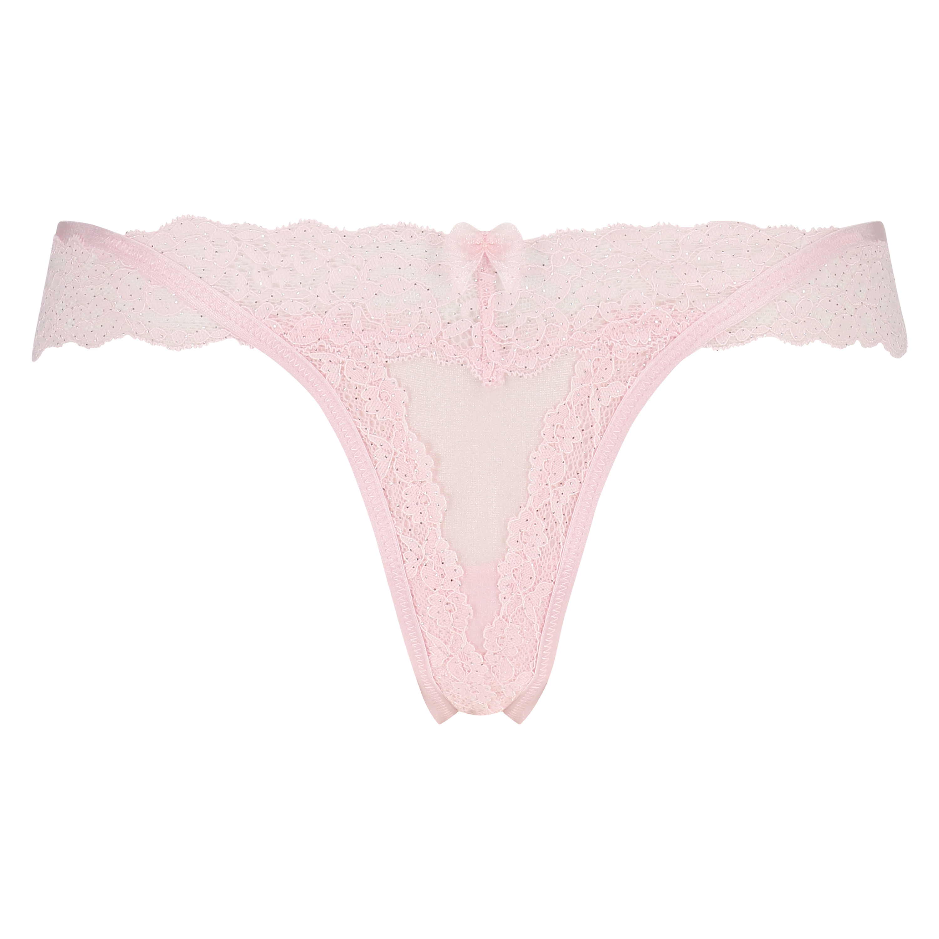 Slip brésilien V-shape taille extra basse Ariel, Rose, main