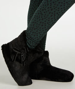 Pantoufles fausse fourrurre en lurex, Noir