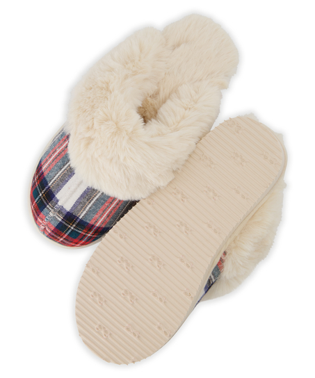Pantoufles mules Teddy, Blanc