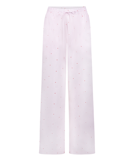 Pantalon Cotton Stripe Heart, Blanc