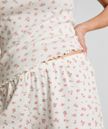 Short de pyjama côtelé, Blanc