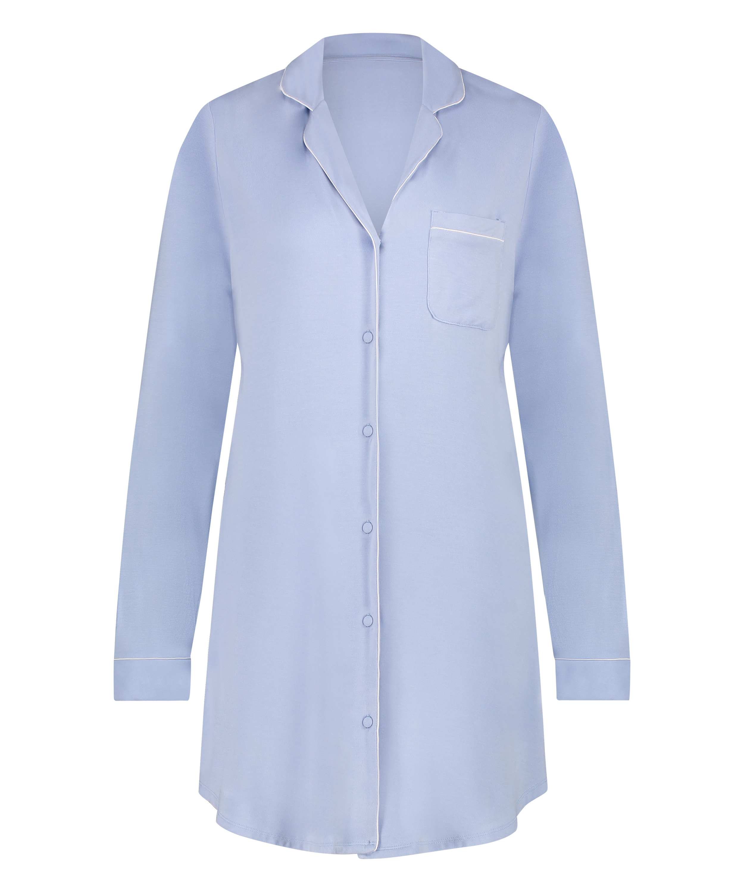 Robe-chemise &agrave; manches longues en jersey Essential, Bleu, main