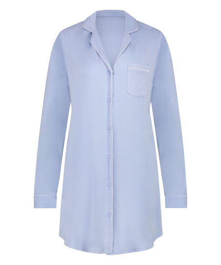 Robe-chemise &agrave; manches longues en jersey Essential, Bleu