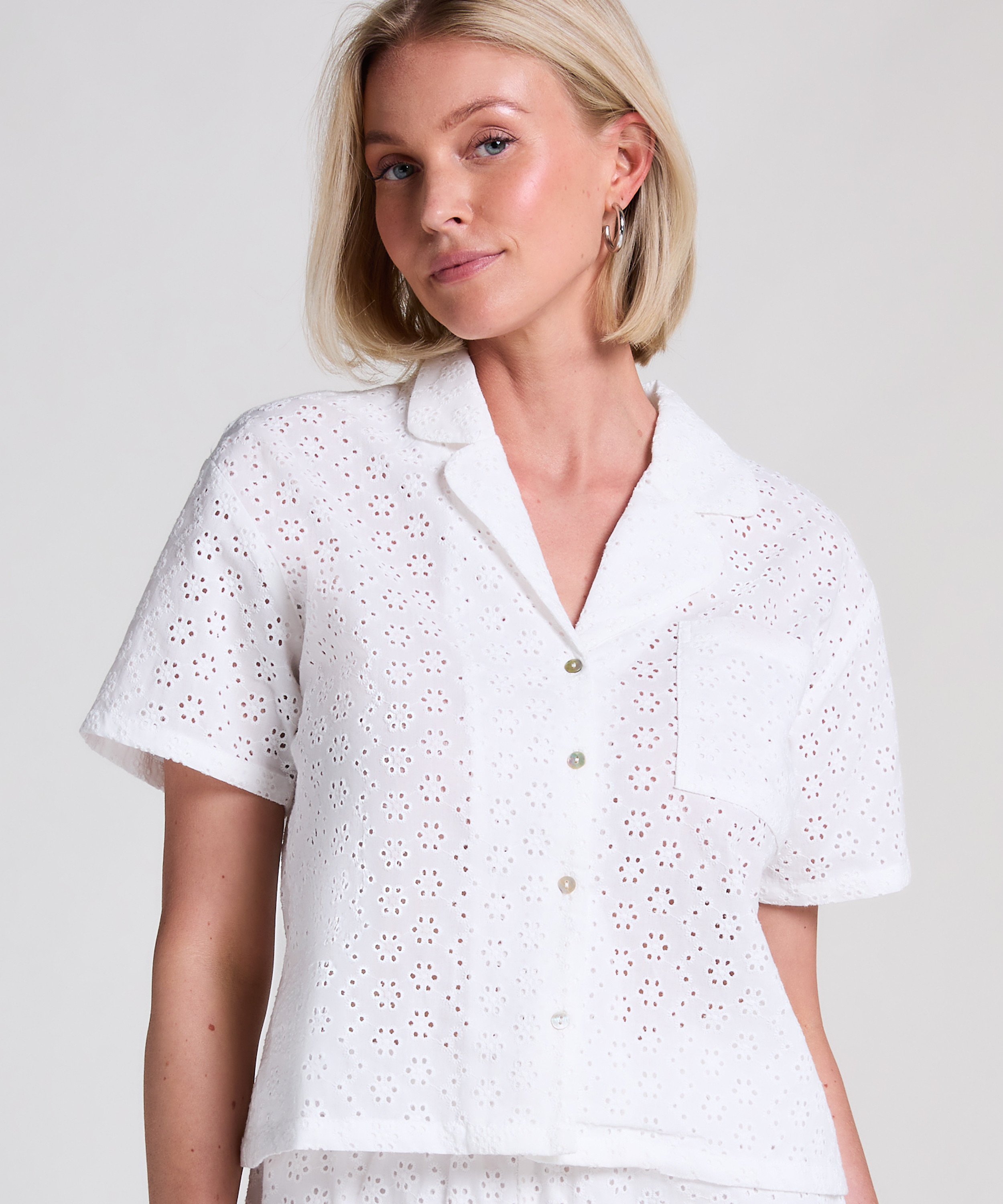 Veste en broderie anglaise, Blanc, main