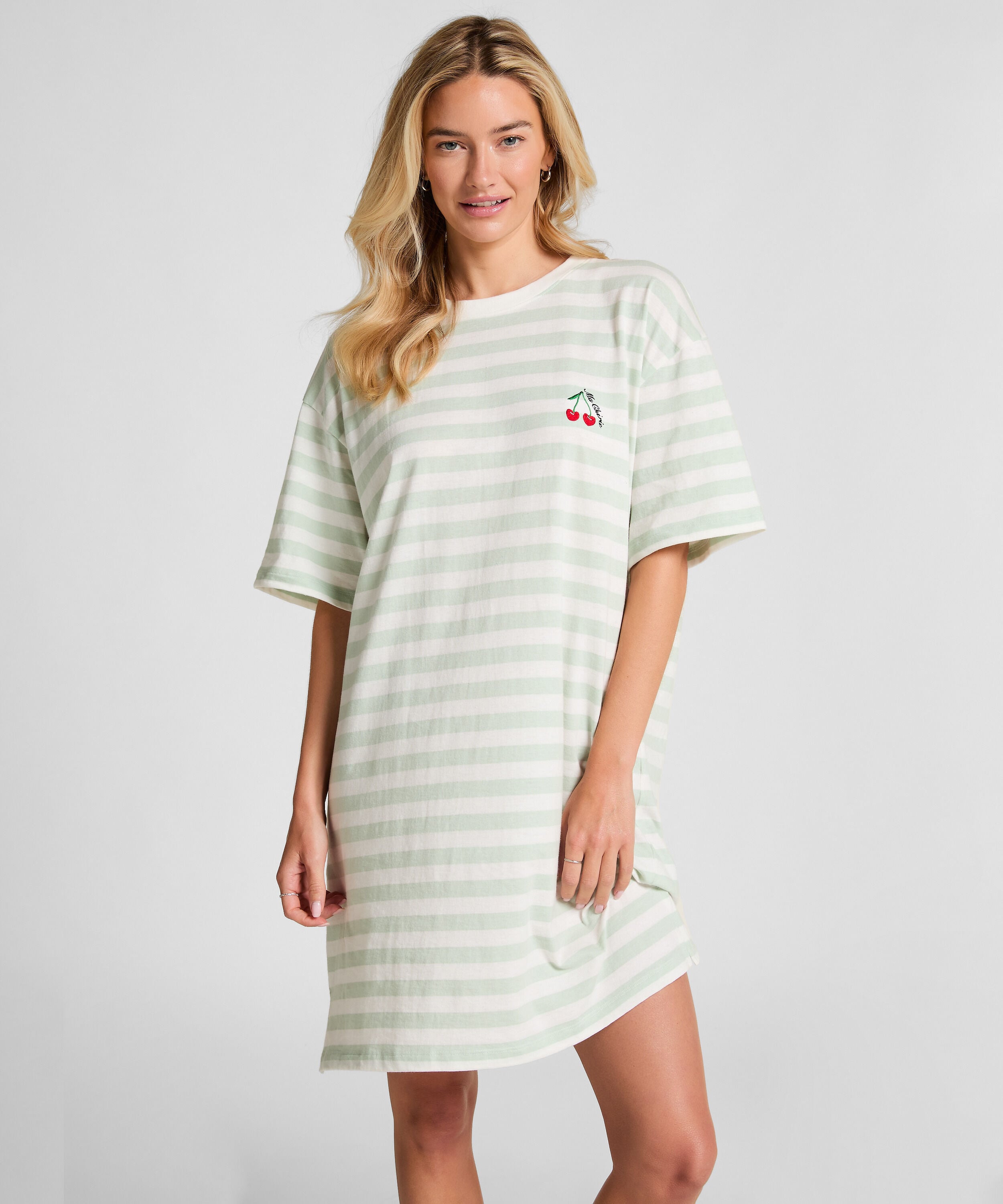 Chemise de nuit à col rond, Vert Chemise de nuit à col rond, Vert