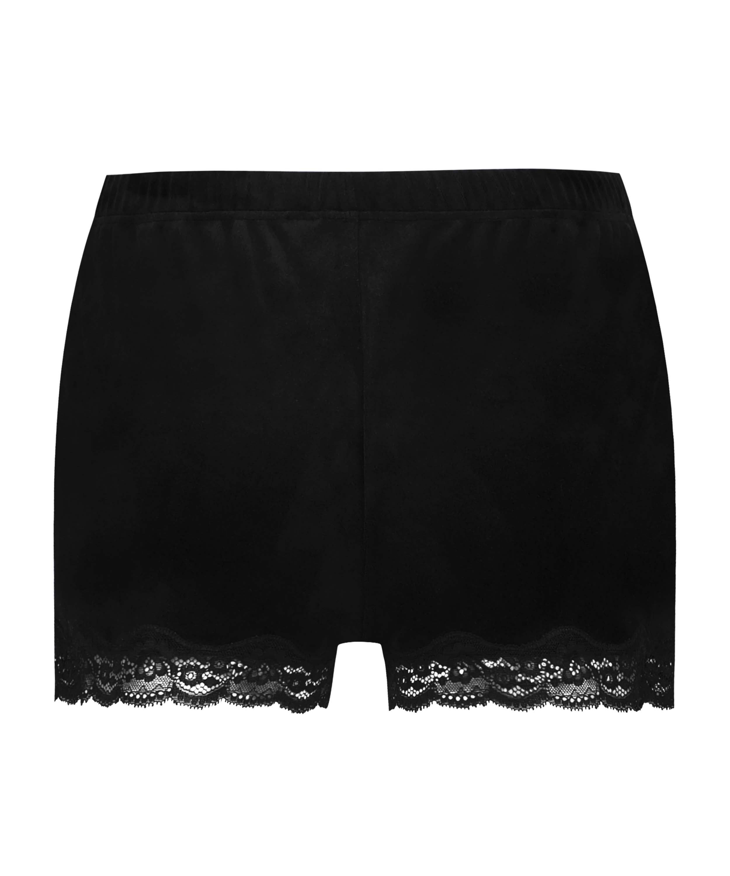 Short velours dentelle, Noir, main