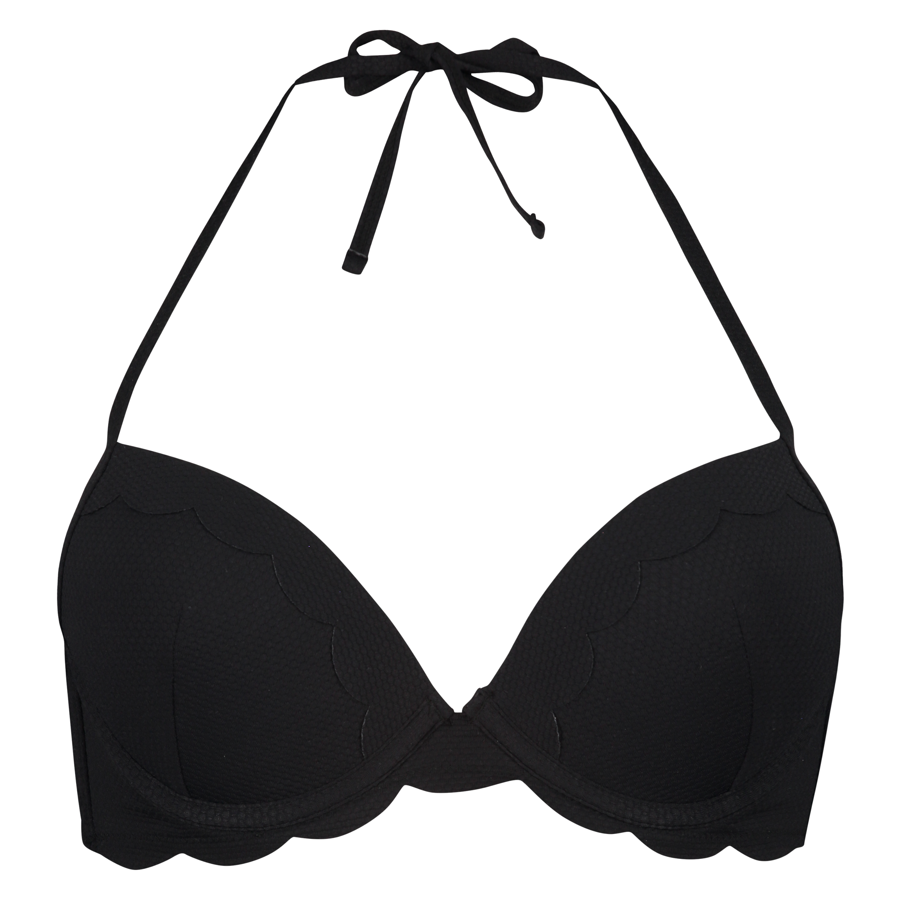 Haut de bikini à armatures à effet push-up préformé Scallop Taille A - E, Noir, main