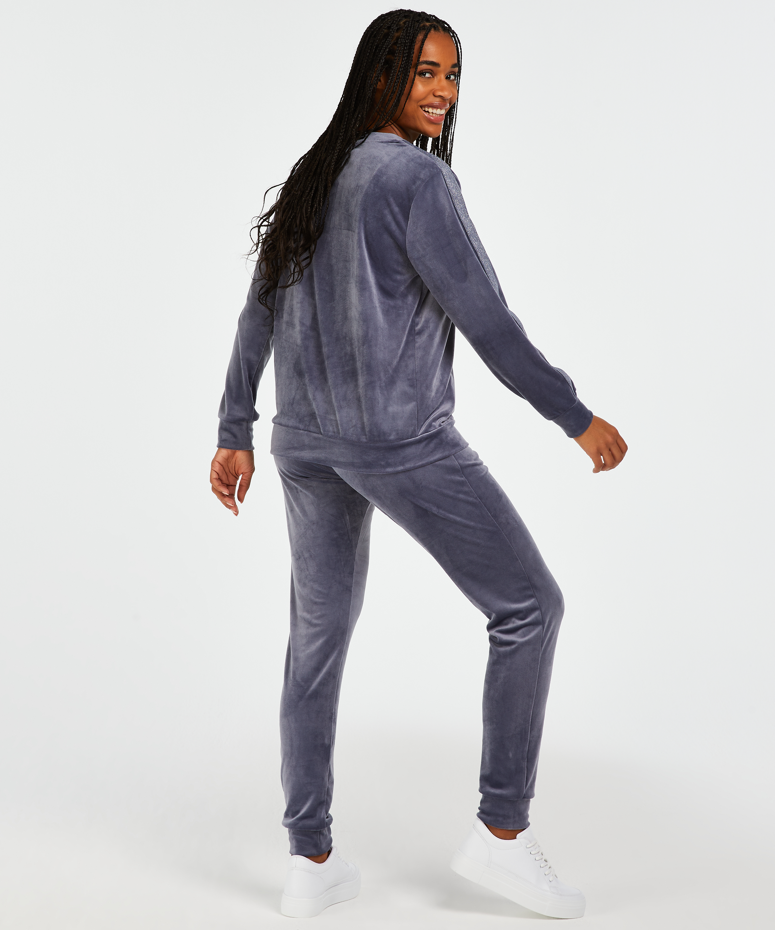 Pantalon de jogging Tall Velours Shimmer Tape, Gris, main