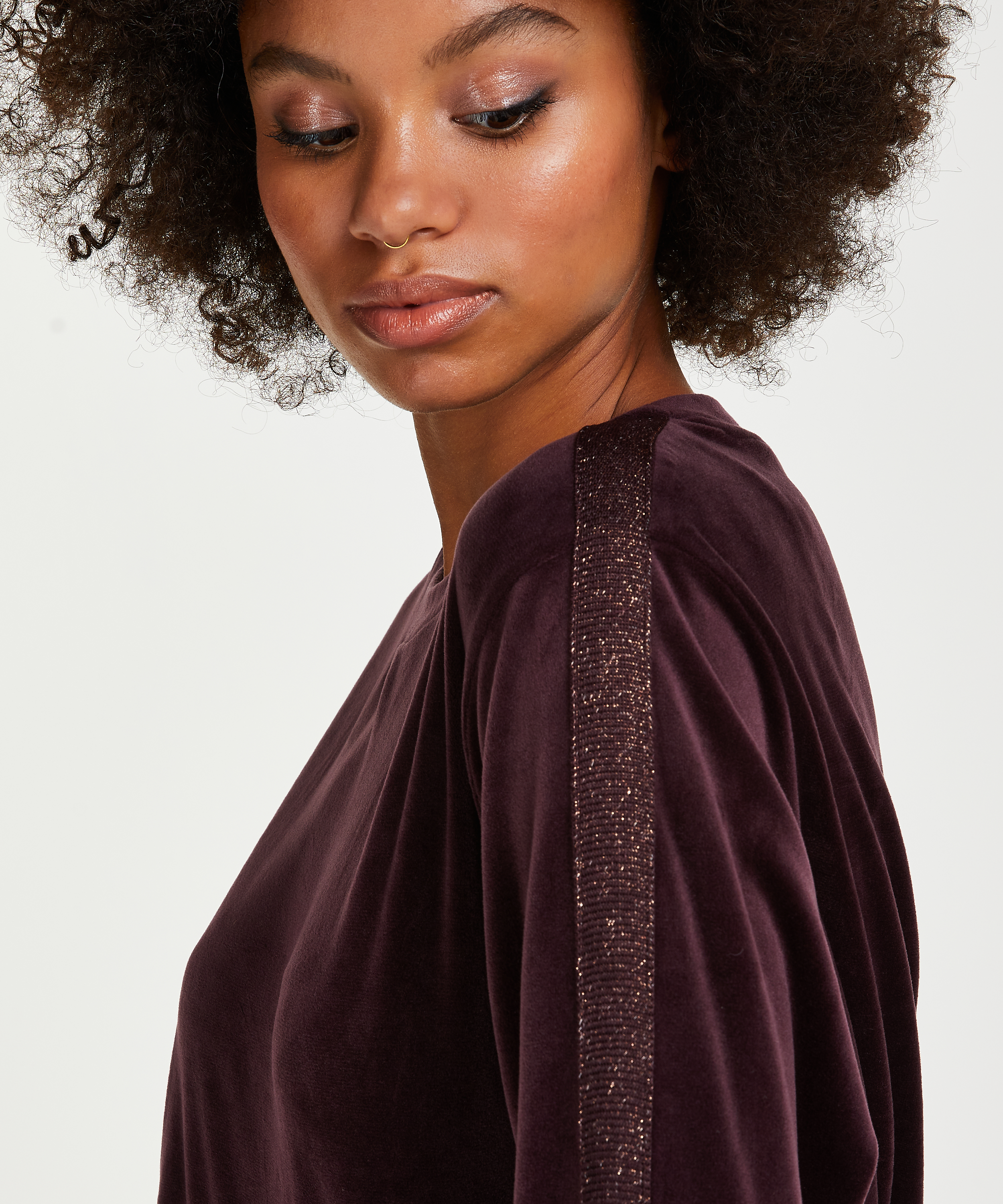 Haut velours Shimmer, Violet, main