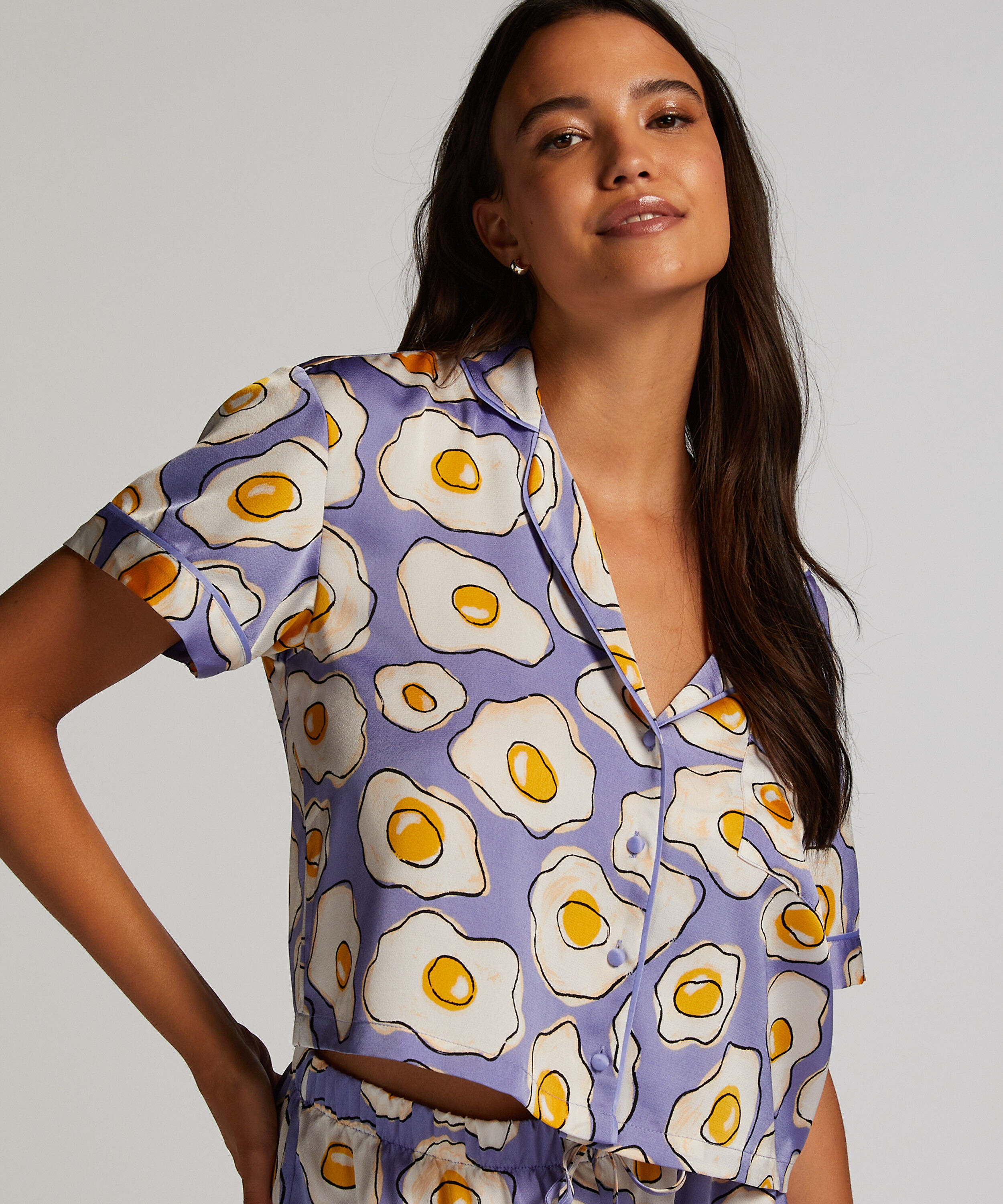 Veste à manches courtes en satin, Violet Veste à manches courtes en satin, Violet