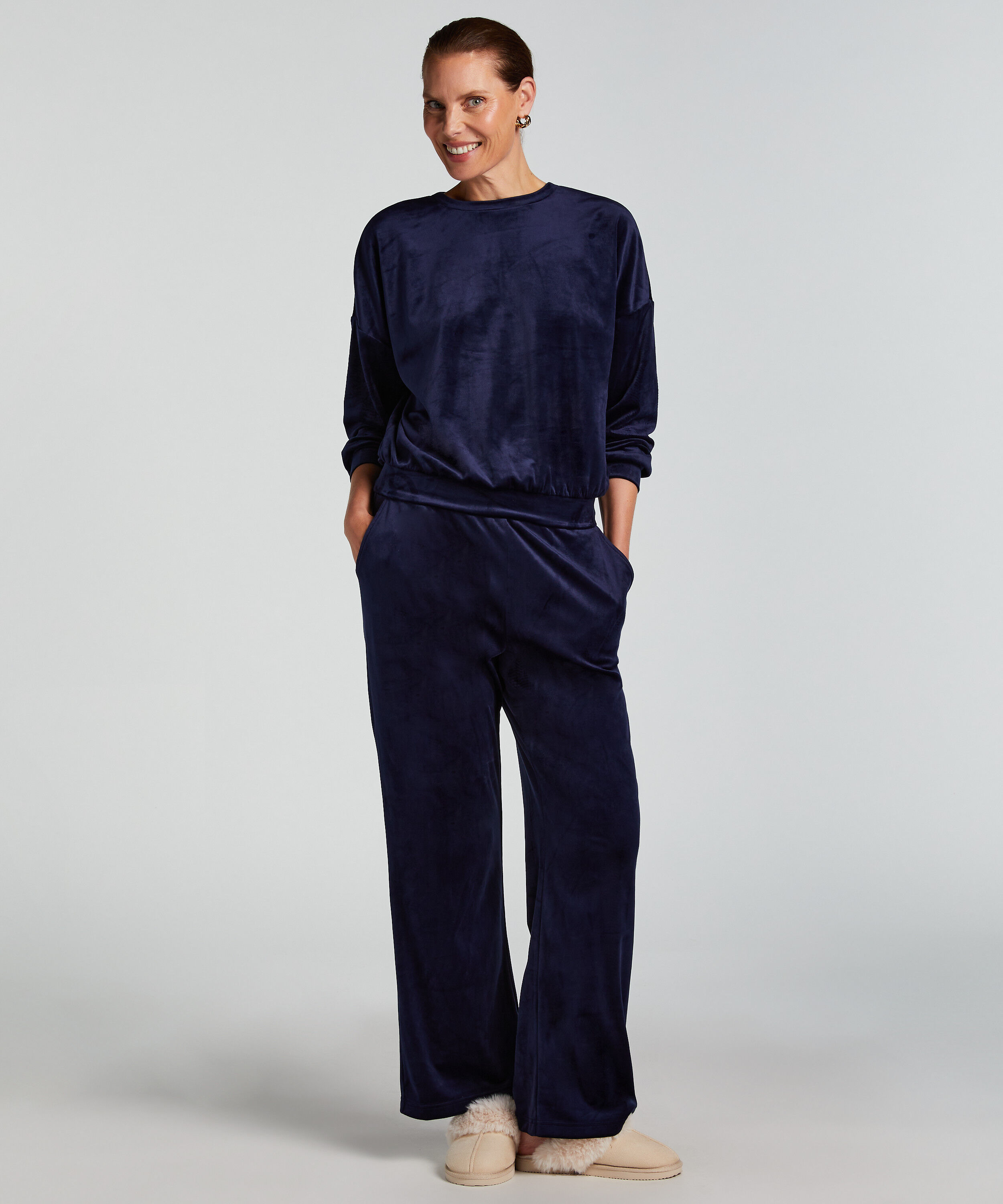 Pantalon de pyjama velours, Bleu