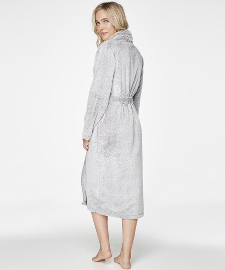 Long peignoir Fleece Glazed, Gris