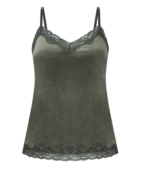 Camisole velours Dentelle, Vert