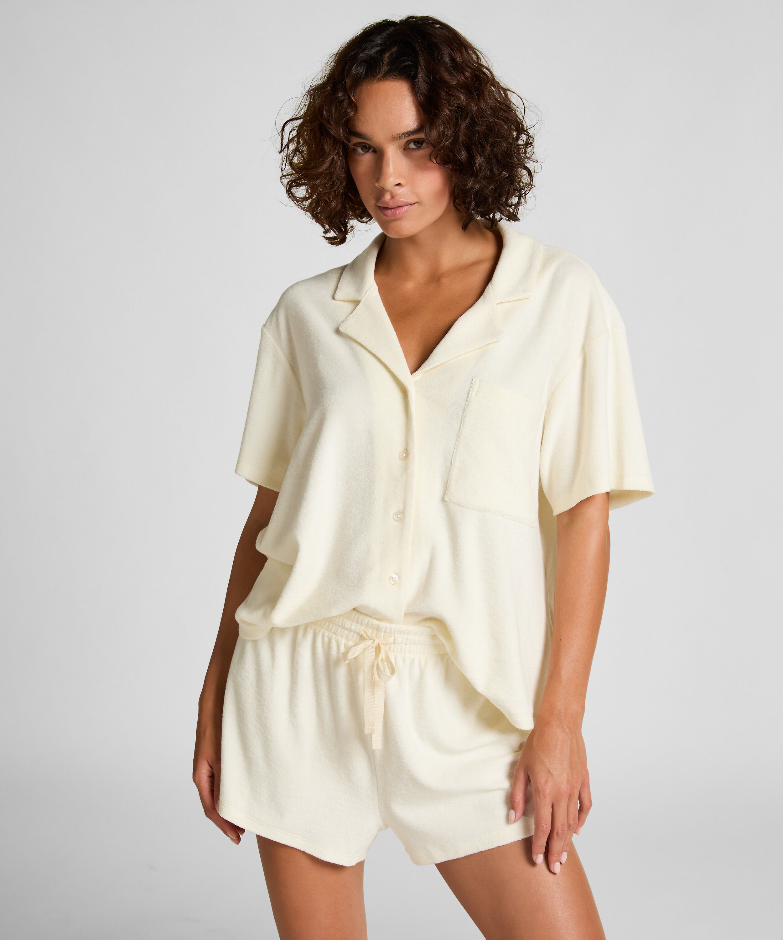 Short en tissu éponge, Blanc