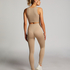 Legging de sport sans coutures taille haute HKMX, Beige