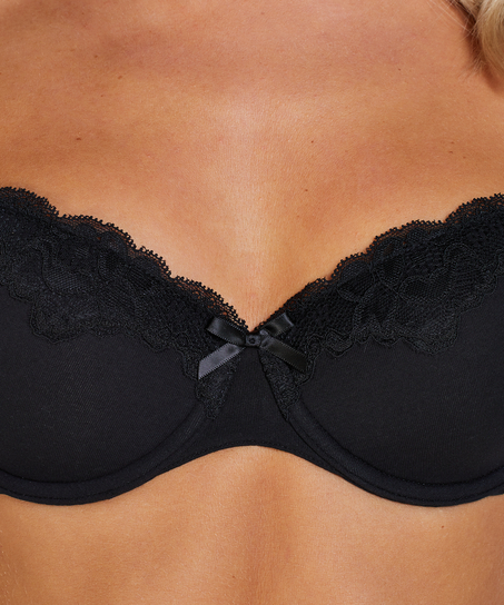 Soutien-gorge rembourré à armatures Coton Secret Lace, Noir