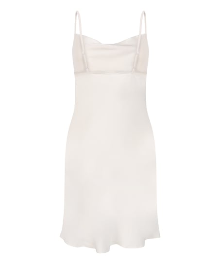 Robe nuisette en satin Minimal, Blanc