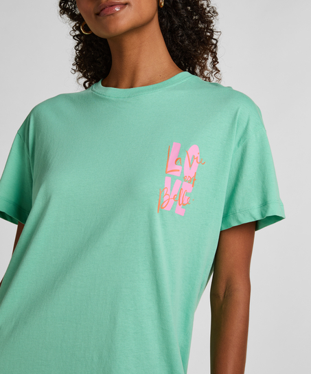 Chemise de nuit &agrave; col rond, Vert