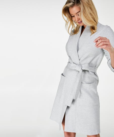 Peignoir Jersey Jacquard, Gris